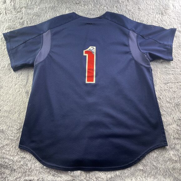 Vintage Atlanta Braves Jersey Mens Extra Large Blue Majestic Mesh USA Made 90s - Picture 10 of 11